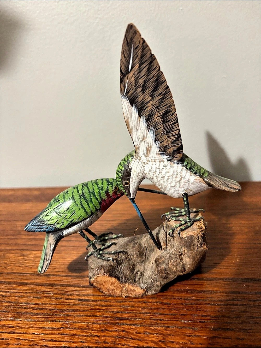 John Madison Handcrafted Bird Sculpture Green & Brown